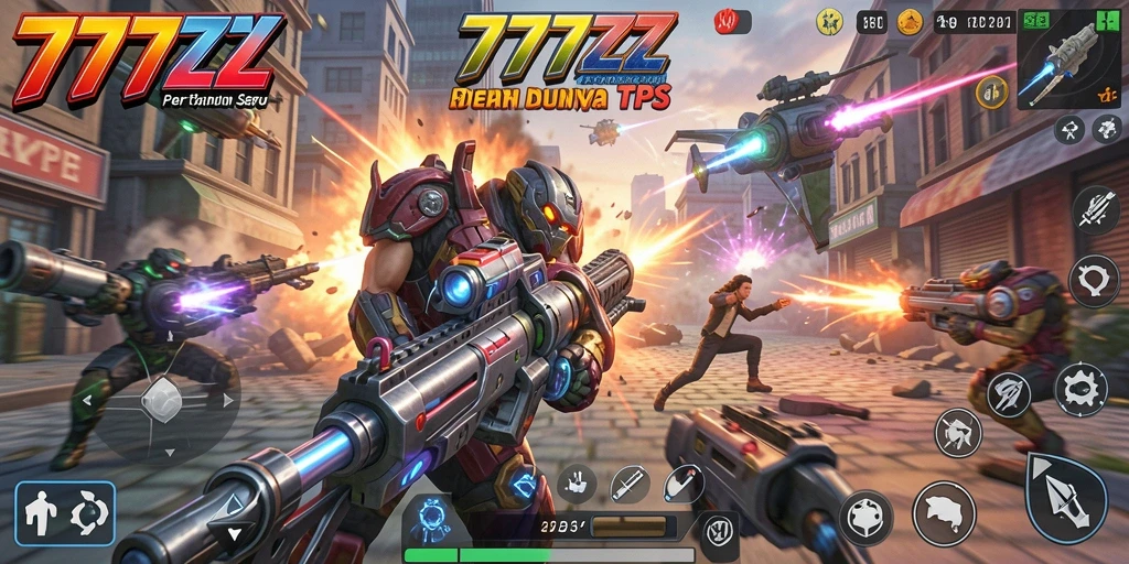 Tampilan gameplay seru dari 777ZX dalam aksi TPS.
