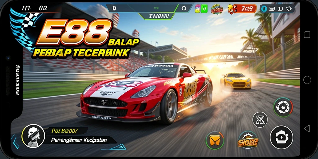 Tampilan gameplay <strong>E88</strong> yang seru dan mendebarkan saat balapan.