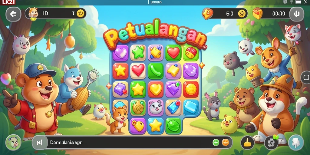 Screenshot gameplay LK21 menampilkan keseruan mencocokkan objek berwarna.