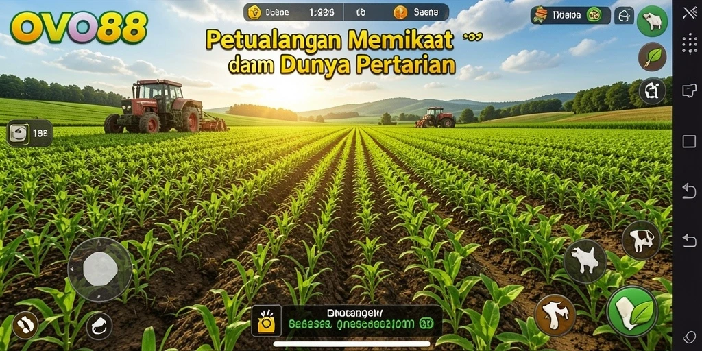 Screenshot gameplay OVO88 menunjukkan aktivitas pertanian yang seru.