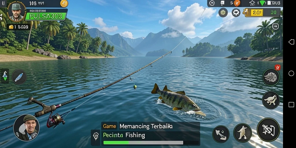 Screenshot yang menampilkan keseruan gameplay memancing di PULSA303.