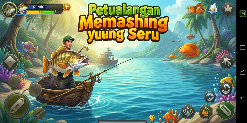 Tampilan gameplay REMI62 yang menakjubkan dengan berbagai jenis ikan.
