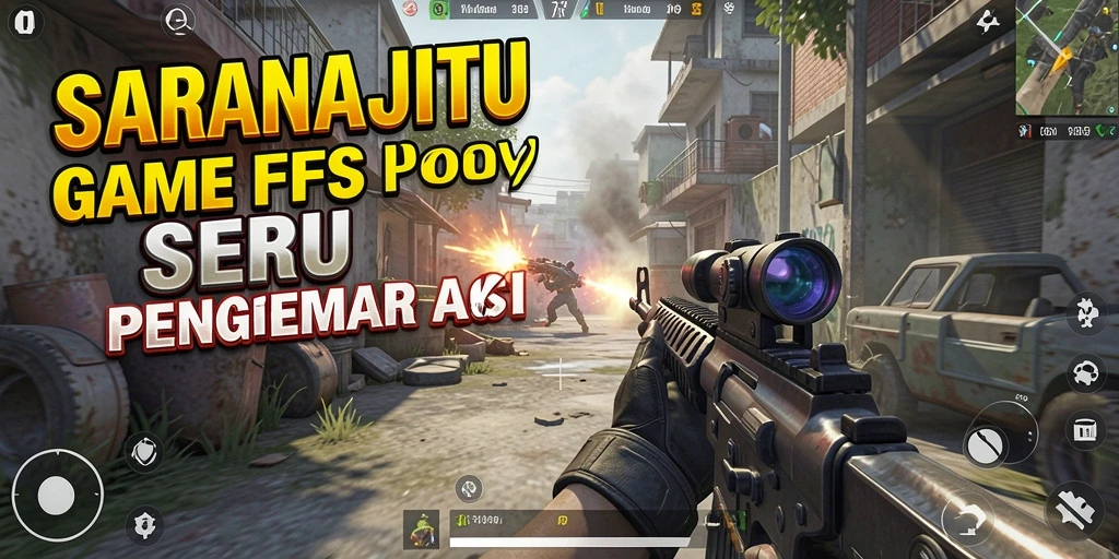 Tampilan seru dari gameplay SARANAJITU dalam aksi FPS.