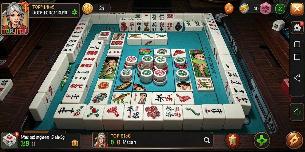 Screenshot gameplay <strong>TOPJITU</strong> yang menampilkan keseruan permainan Mahjong.