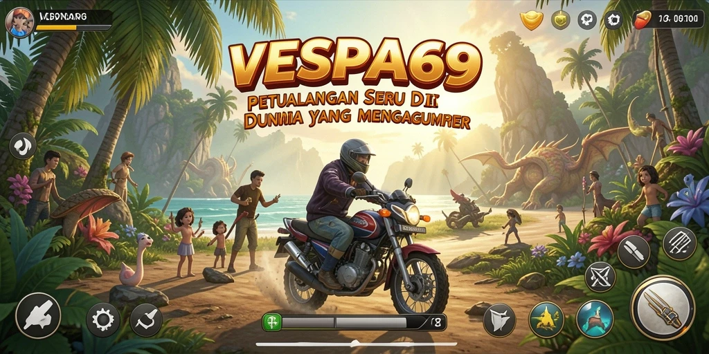 Tampilan gameplay yang menakjubkan dalam VESPA69 saat menjelajahi dunia petualangan.